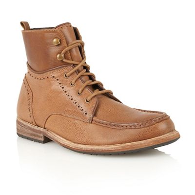 Frank Wright Tan 'Angel' lace-up ankle boots